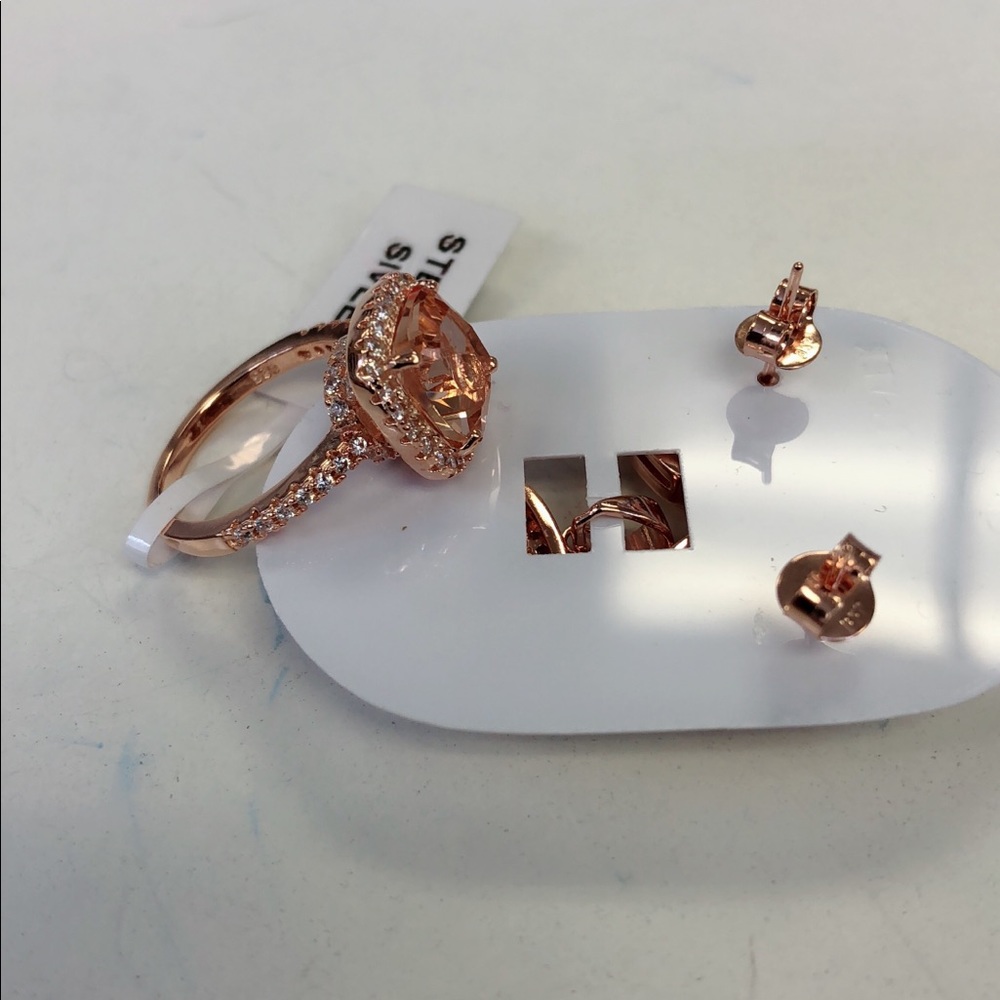 sterling silver 925 simulated morganite sets - Picture 7 of 8